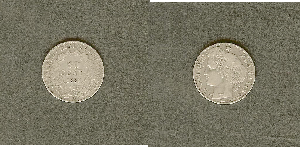 50 centimes Cérès, Troisième République 1887 Paris TTB